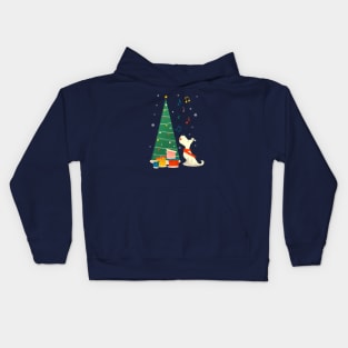 Festive white dog Kids Hoodie